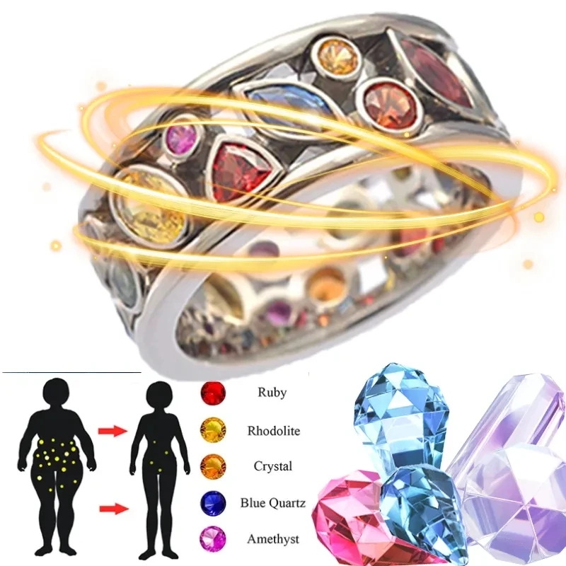 Кольцо для магнитной терапии мужчин и женщин кварцевое кольцо с кристаллами