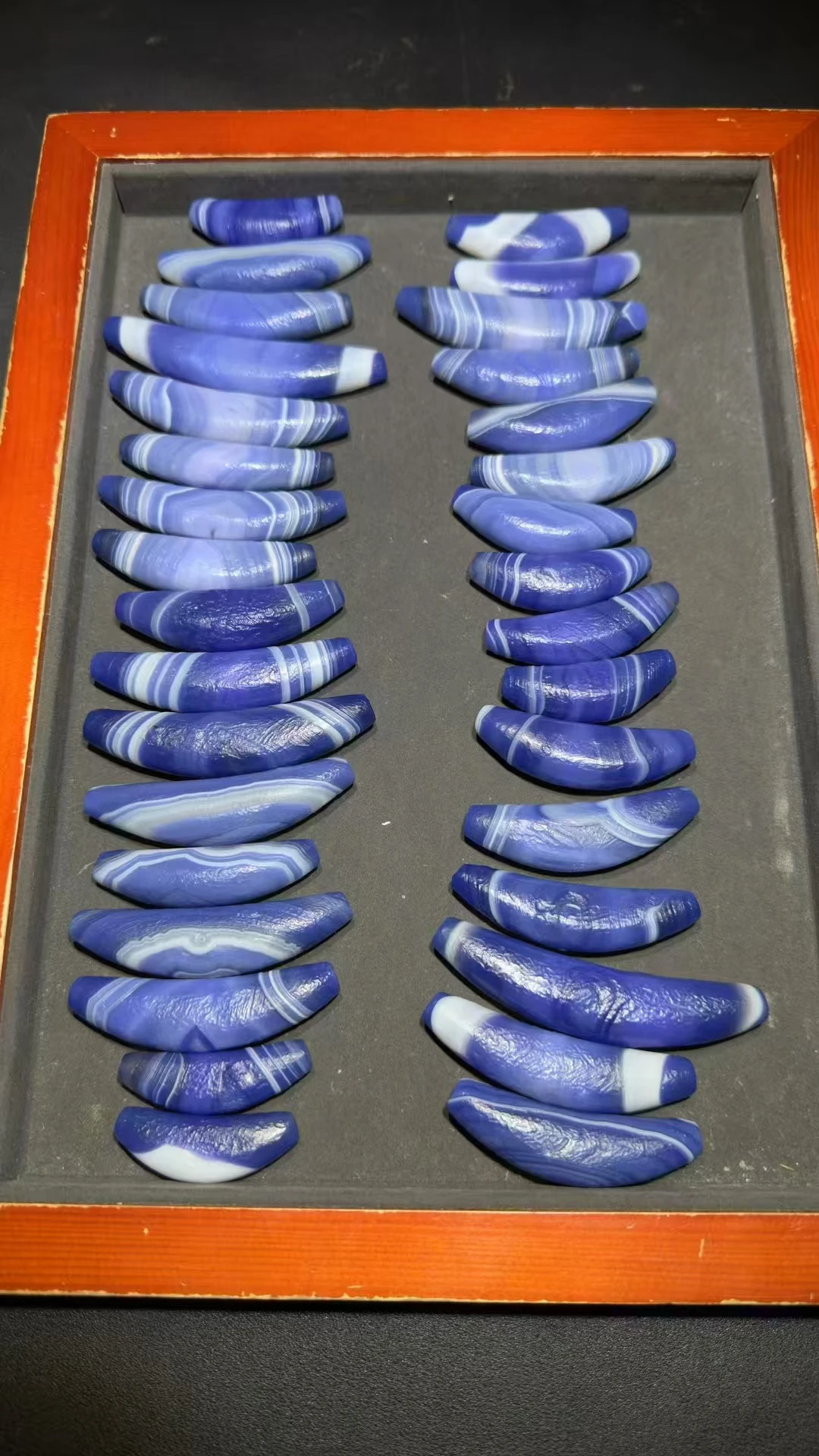 33 шт./лот синий агат Baojiang старый бычий рог тибетские бусины Дзи натуральные