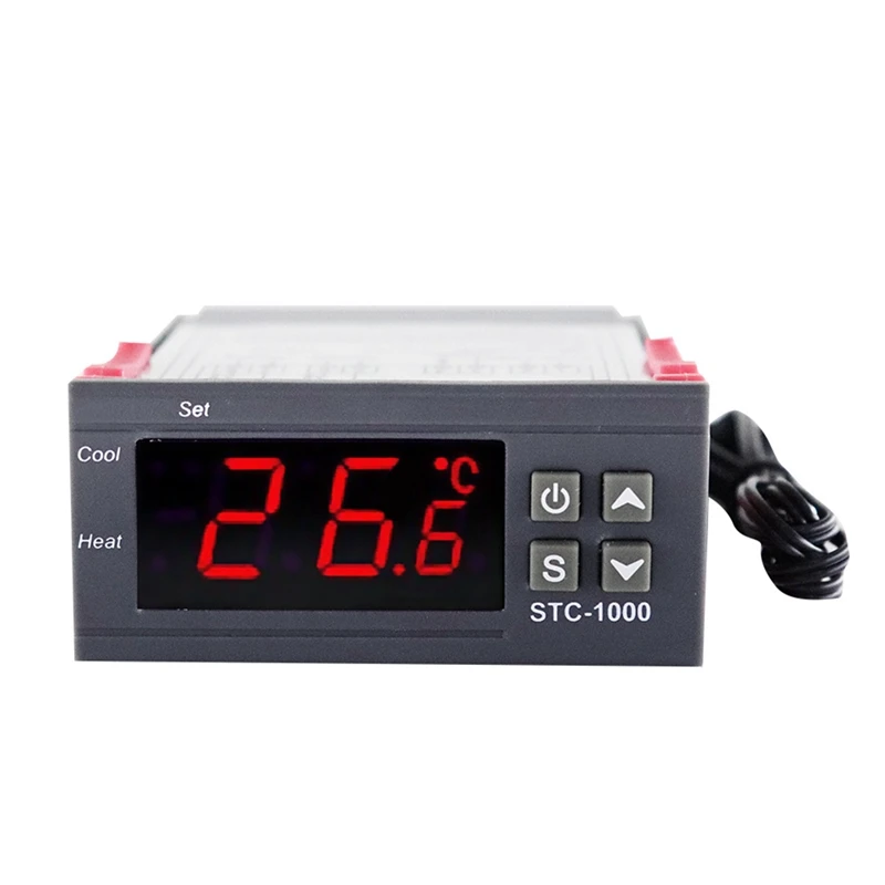 

Цифровой регулятор температуры светодиодный, релейный терморегулятор, термостат STC-1000 AC 110-220 В 10A для обогрева холодильника, морозильной камеры