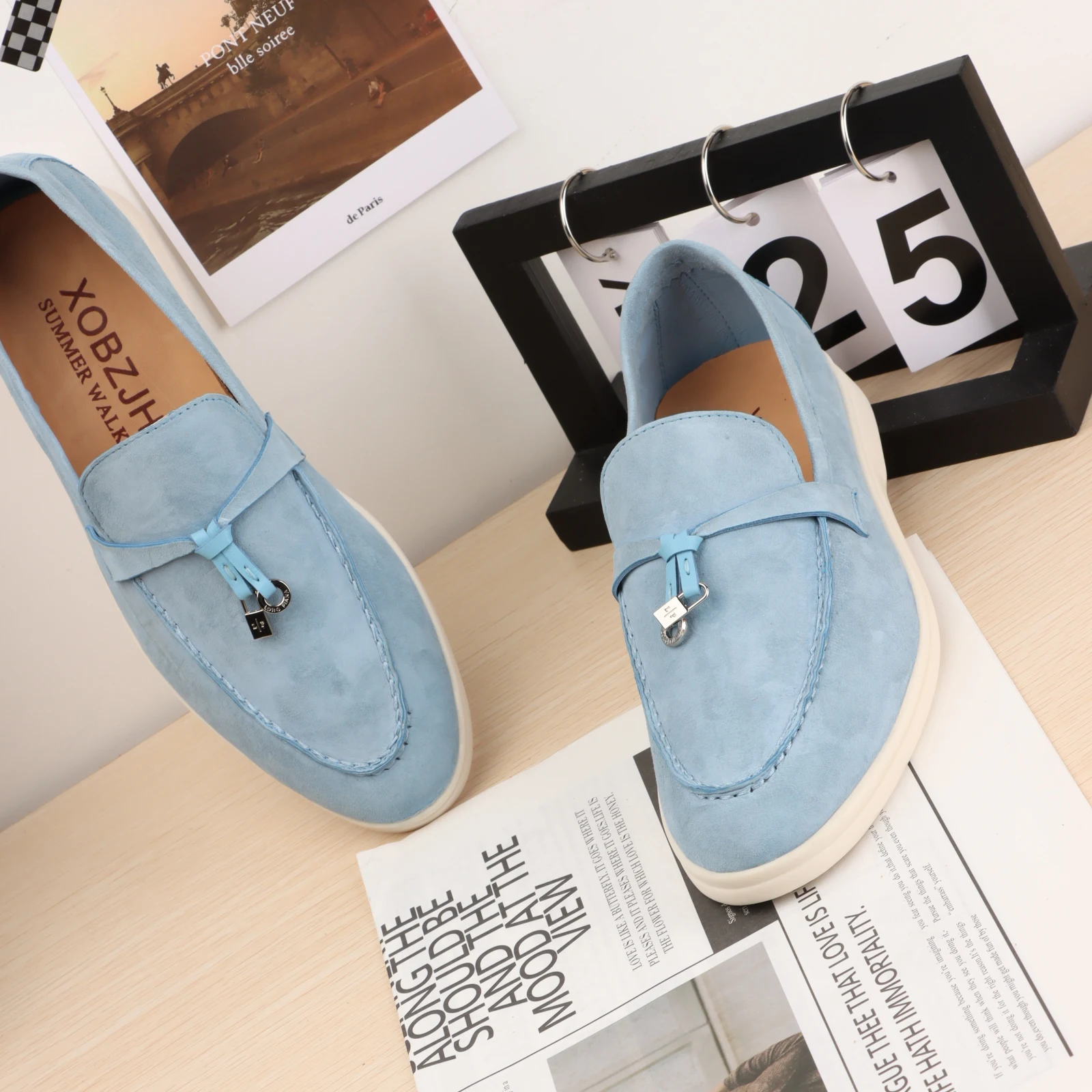 

Women's 2023 suede designer luxury LP brand logo casual Mocasines comfortable walking Men shoes