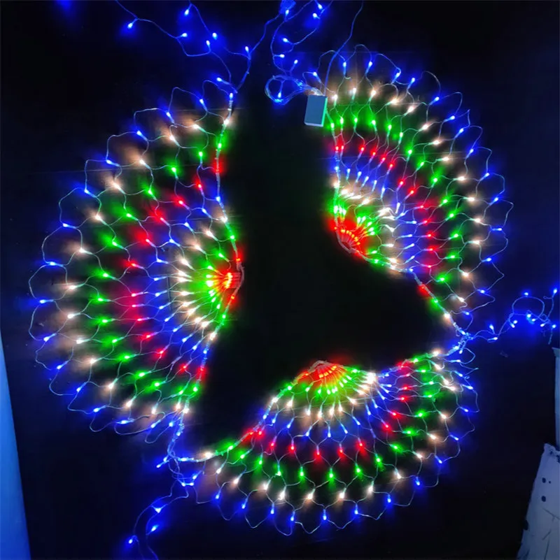 Peacock Net Lamp Colorful Spider Web Led Fairy String Lights Festival Party Layout Hotel Chandelier Net Light 3M 372leds Xmas