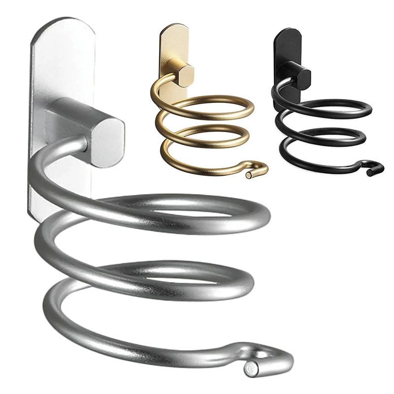 

Hair Dryer Holder Blower Organizer Wall Mounted Spiral Stand Holder Rack Aluminum Bathroom Shelf Bathroom Accessory