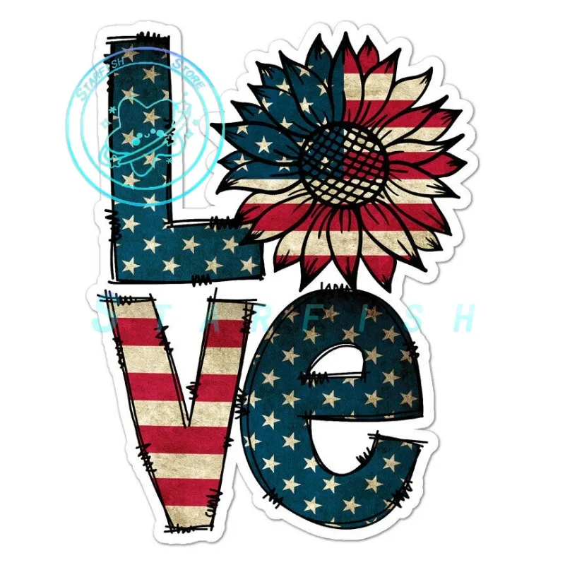 

Love American Flag, Vinyl Decal Sticker, Indoor and Outdoor. Motorcycle Helmet Car Decal Waterproof and Sunscreen