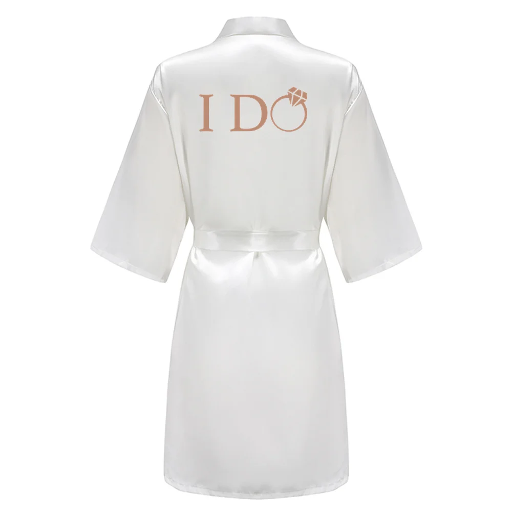 I DO Women Wedding Satin Dressing Gown Personalized Custom Name Bathobe Bridal Party Robes Bridesmaid Robes gift