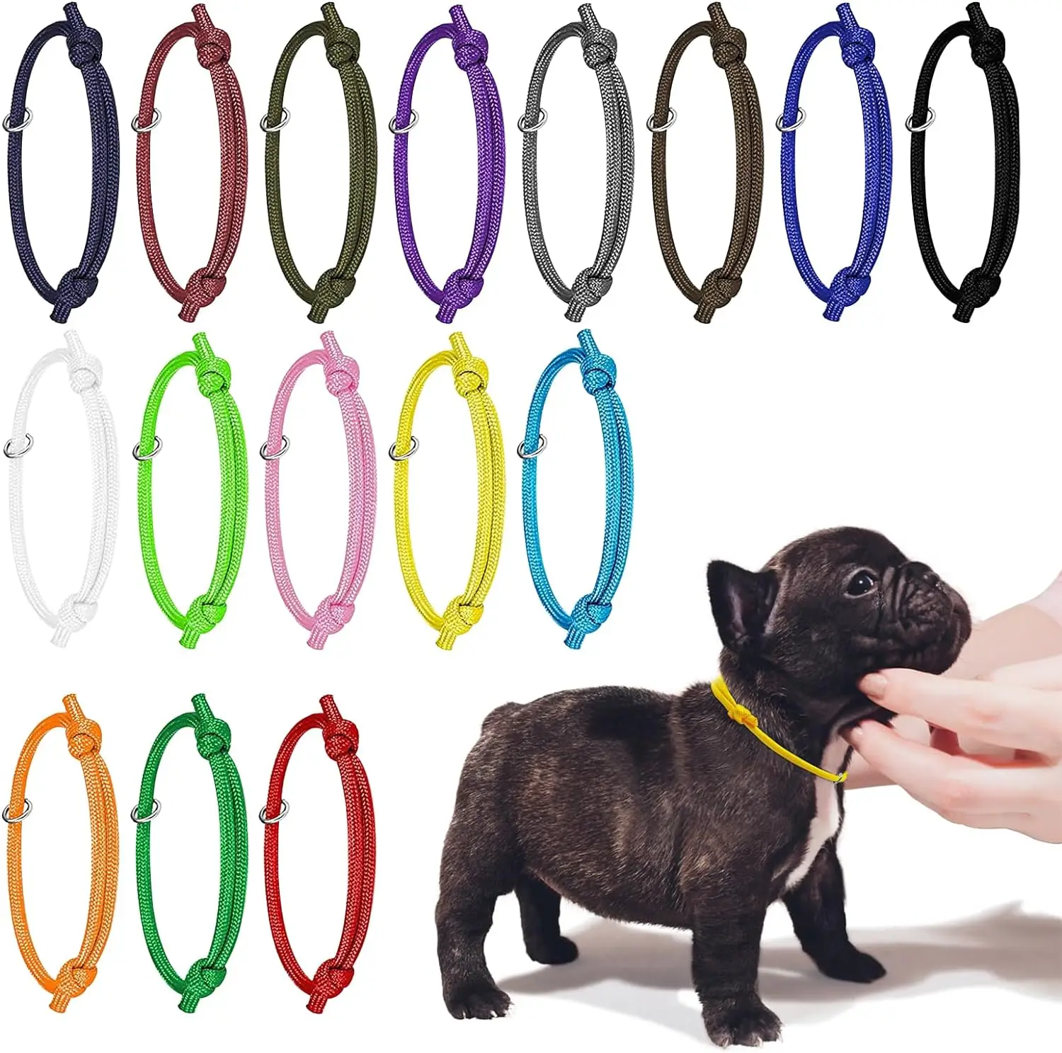 

16pcs Puppy ID Collars newborn kitten collars Soft Polyester Collars Puppy ID Bands Puppy Collar for Dog Kitten Newborn Pet