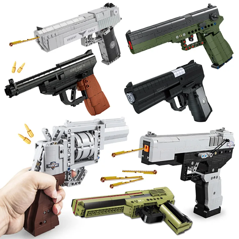 Военный вращающийся пистолет WW2 Desert Eagle модель оружия 98K строительные блоки