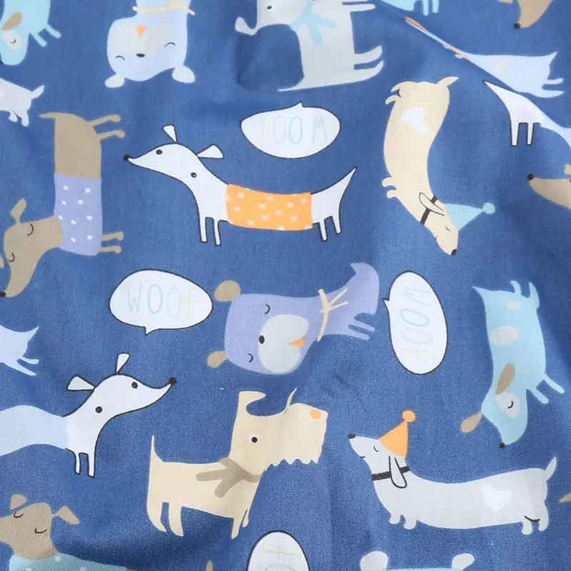 Детская хлопчатобумажная ткань саржевая с принтом щенка слона простая 100% хлопок