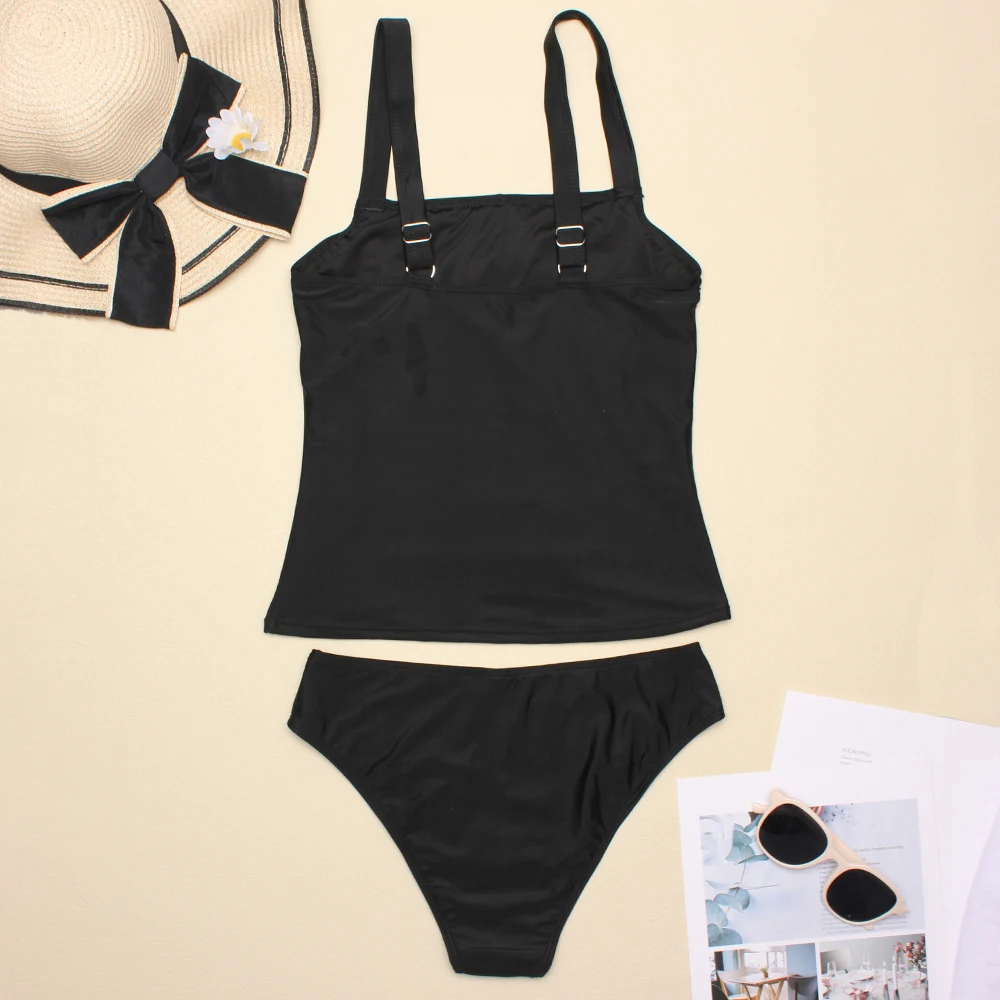 2022 женское черное бикини из двух частей однотонный купальник винтажный