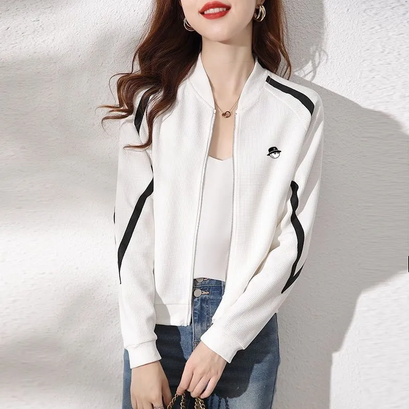 Ladies Golf Jacket Coat Korean Fashion Spring Autumn Golf Clothing Women Loose Cardigan Women Golf Wear Uniform Black White Gray