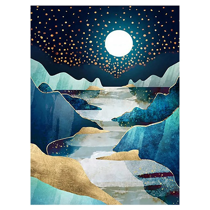 

Набор для рисования «Лунная ночь», алмазные художественные наборы для взрослых и детей (15,75X19,69 дюйма)