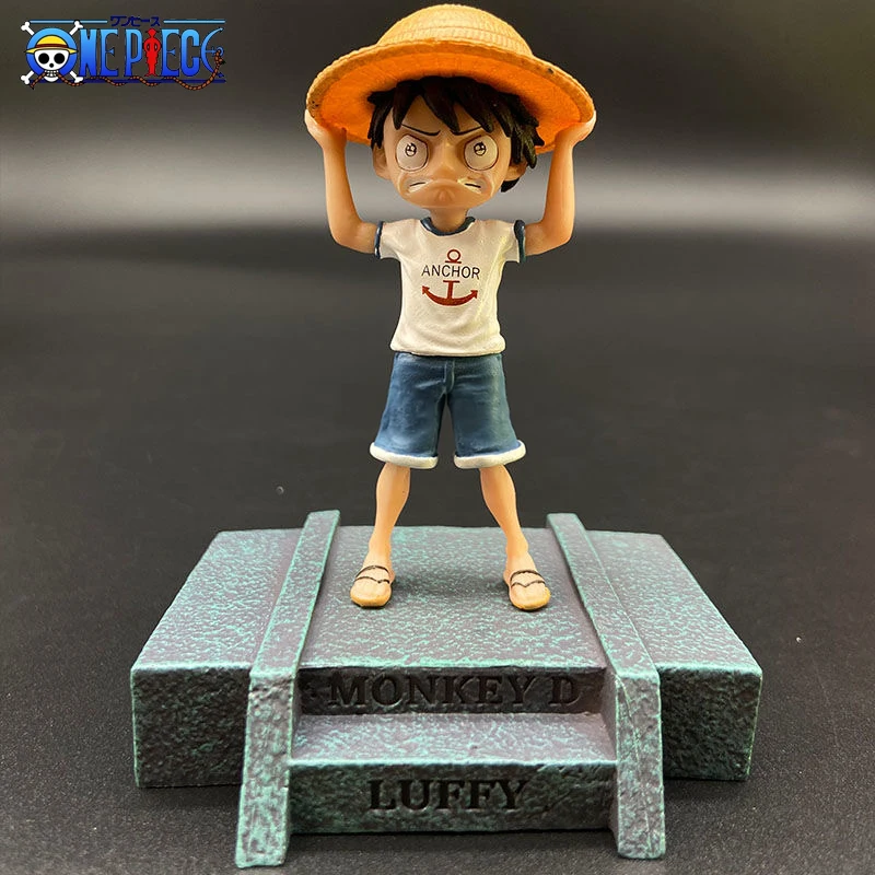 

Anime One Piece Childhood Straw Hat Monkey D Luffy Crying Figure Cute PVC Model Car Decoration Children's Toy Fan Gift