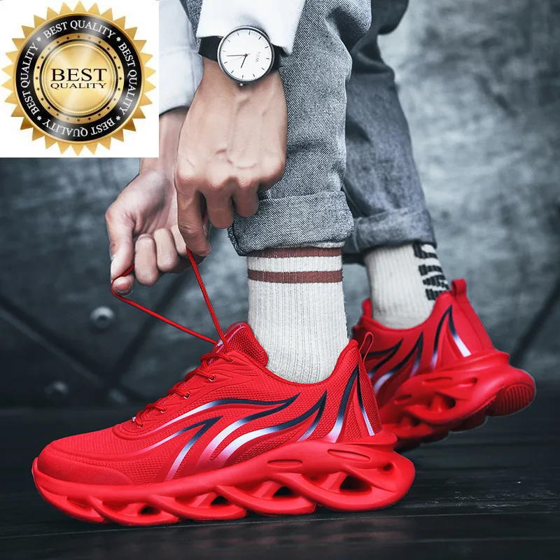 

Sneakers Red Men's Flame Printed Lightweight Big Size 46 Casual Blade Shoes Breathable Zapatillas Hombre