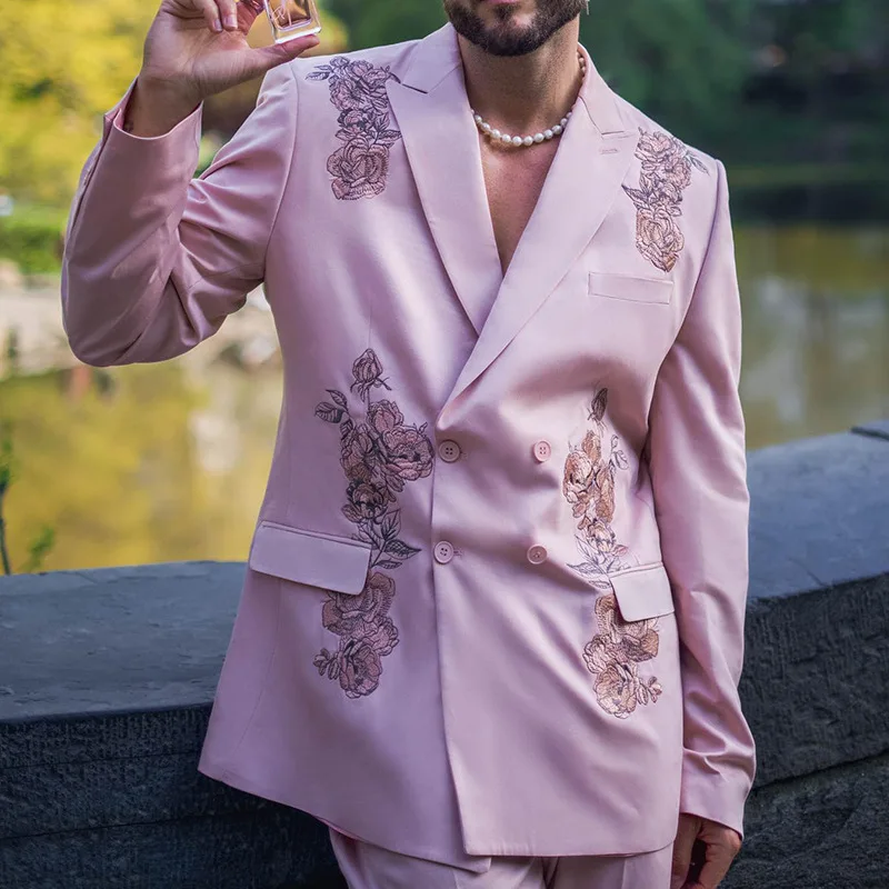 

Мужской пиджак на весну и осень, новый модный трендовый костюм для ведущих прогулок, повседневный костюм большого размера