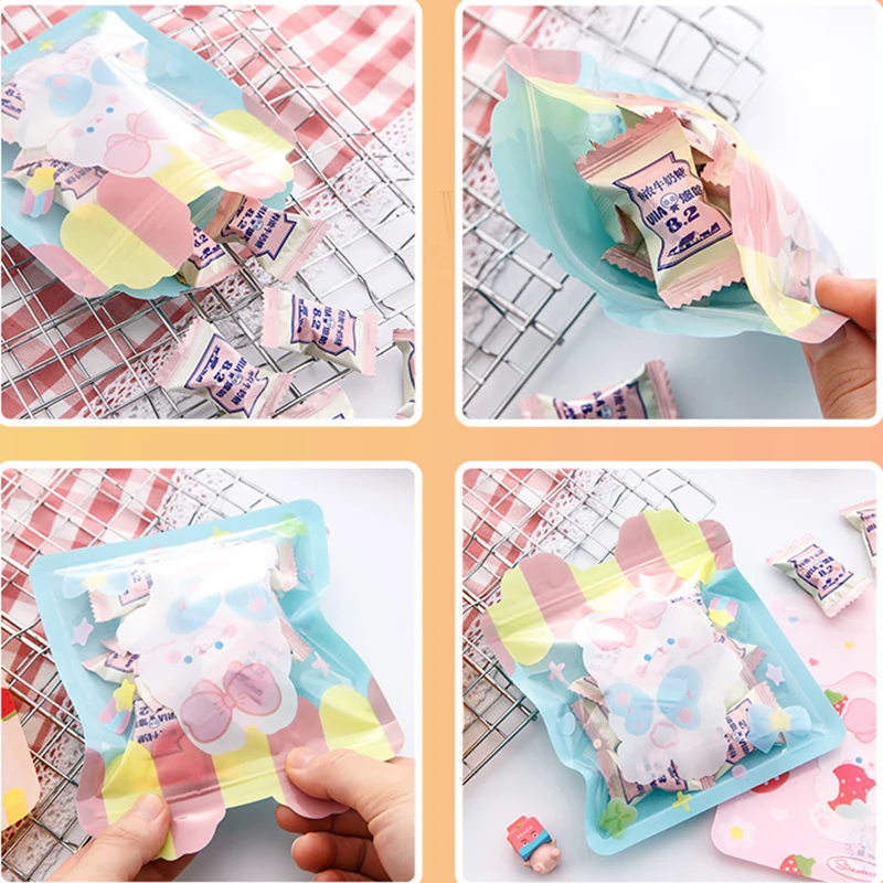 5/10pcs Food Ziplock Bag Cute Rabbit Bear Candy Cookie Packaging Bags Wedding Birthday Party Decorations Gift Wrapping Supplies images - 6