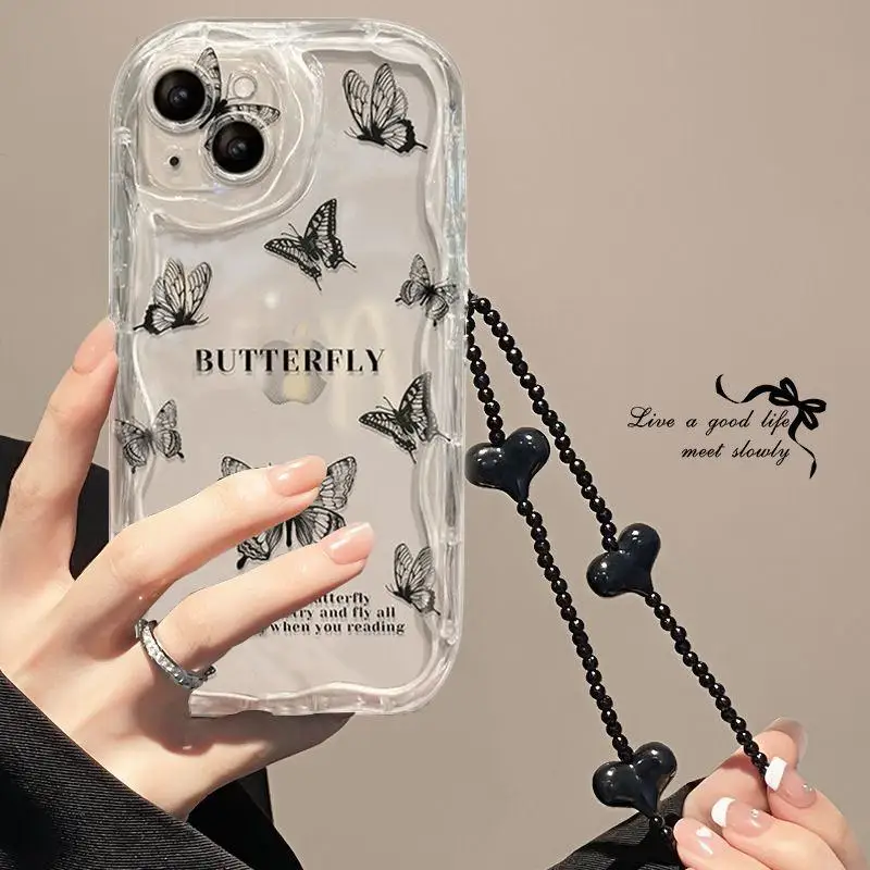 Чехол с бантом-бабочкой и ремешком на запястье для VIVO Y17S Y28 Y100 Y36 4G Y76 Y27S Y22 Y22S Y21 Y33T