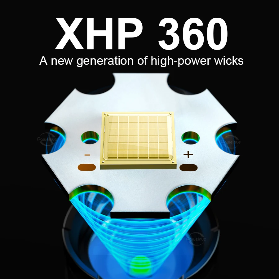 Фото Супермощный тактический фонарь XHP360 2025 года, перезаряжаемый, ультраяркий, из алюминиевого сплава, самый мощный походный фонарь №3