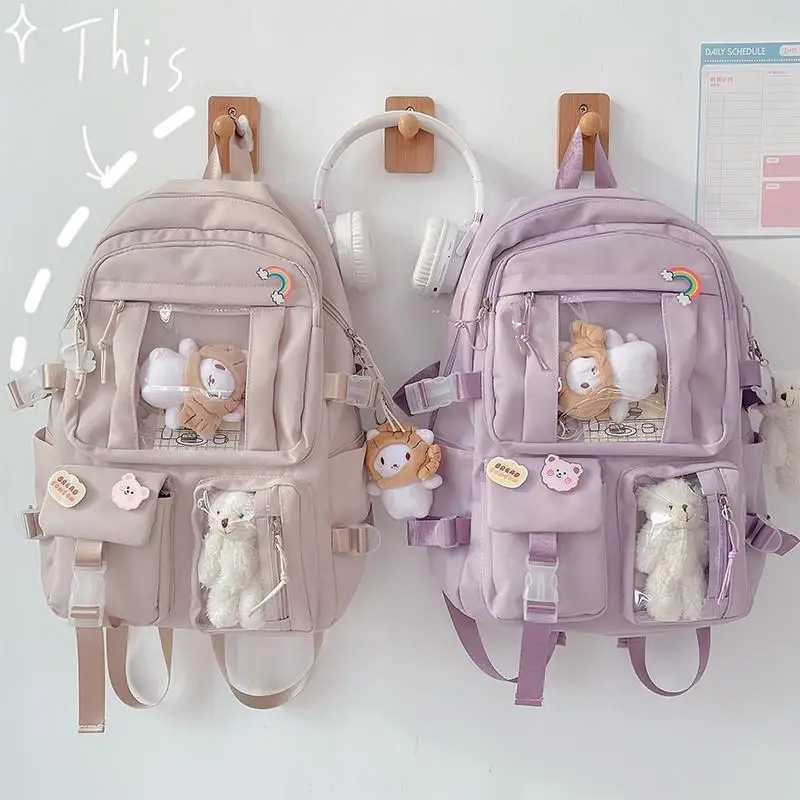 Ins Junior High School Student School Bag Female Girl Backpa