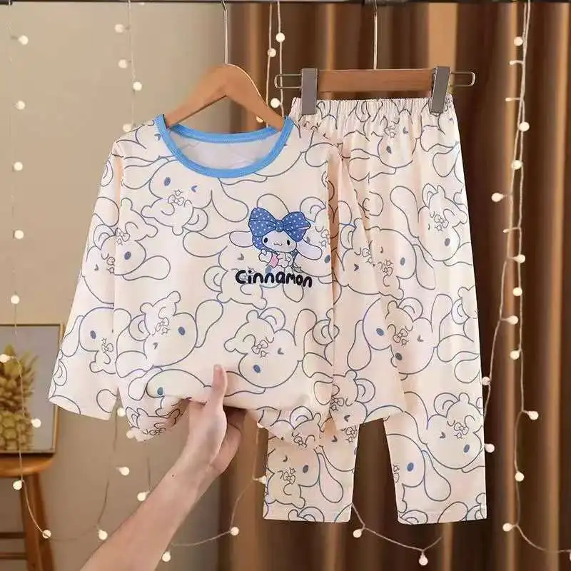 Фото Sanrio Kuromi Cinnamoroll My Melody Pochacco детские пижамные комплекты Kawaii Pochacco детская одежда для сна с длинными рукавами домашний костюм с героями мультфильмов №3