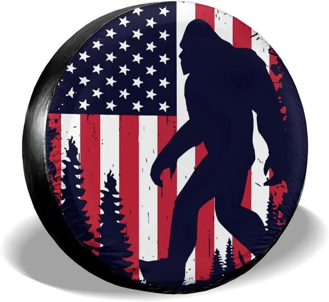 

cozipink Bigfoot American Flag Rv Spare Tire Cover for RV Trailer, Camper Wheel Covers