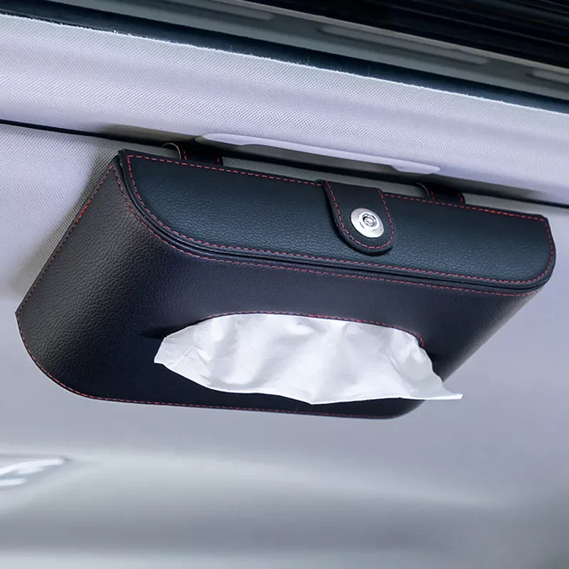 

Leather Car Tissue Box Holder Sun Visor Armrest Skylight Seat Back Sunroof Hanging Napkin Paper Box Storage Decoration