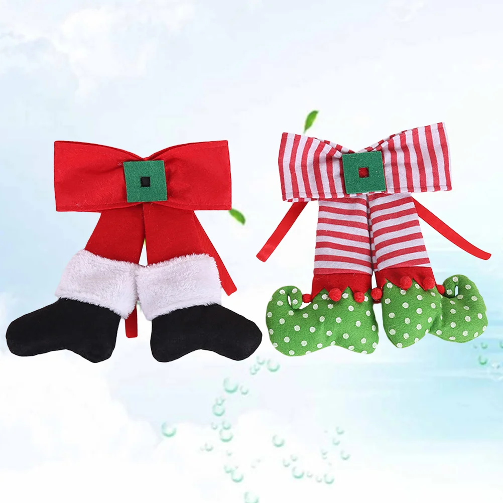 

2Pcs Classic Stockings Hangings Elf Foot Socks Hangings Decorations Ornament for Ornament Gift Xmas Tree
