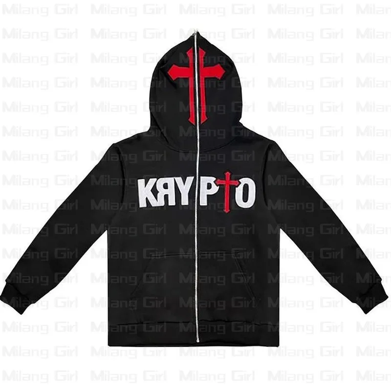 Толстовка Y2K мужская с капюшоном и надписью свитшот на молнии длинным рукавом