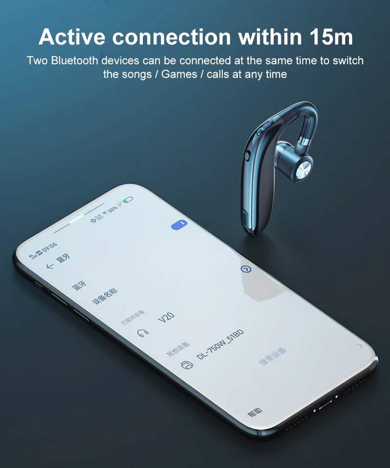 Фото Беспроводные Bluetooth наушники, деловые наушники HIF, стерео, шумоподавление, в режиме ожидания, для вождения автомобиля, наушники с микрофоном, гарнитура №4