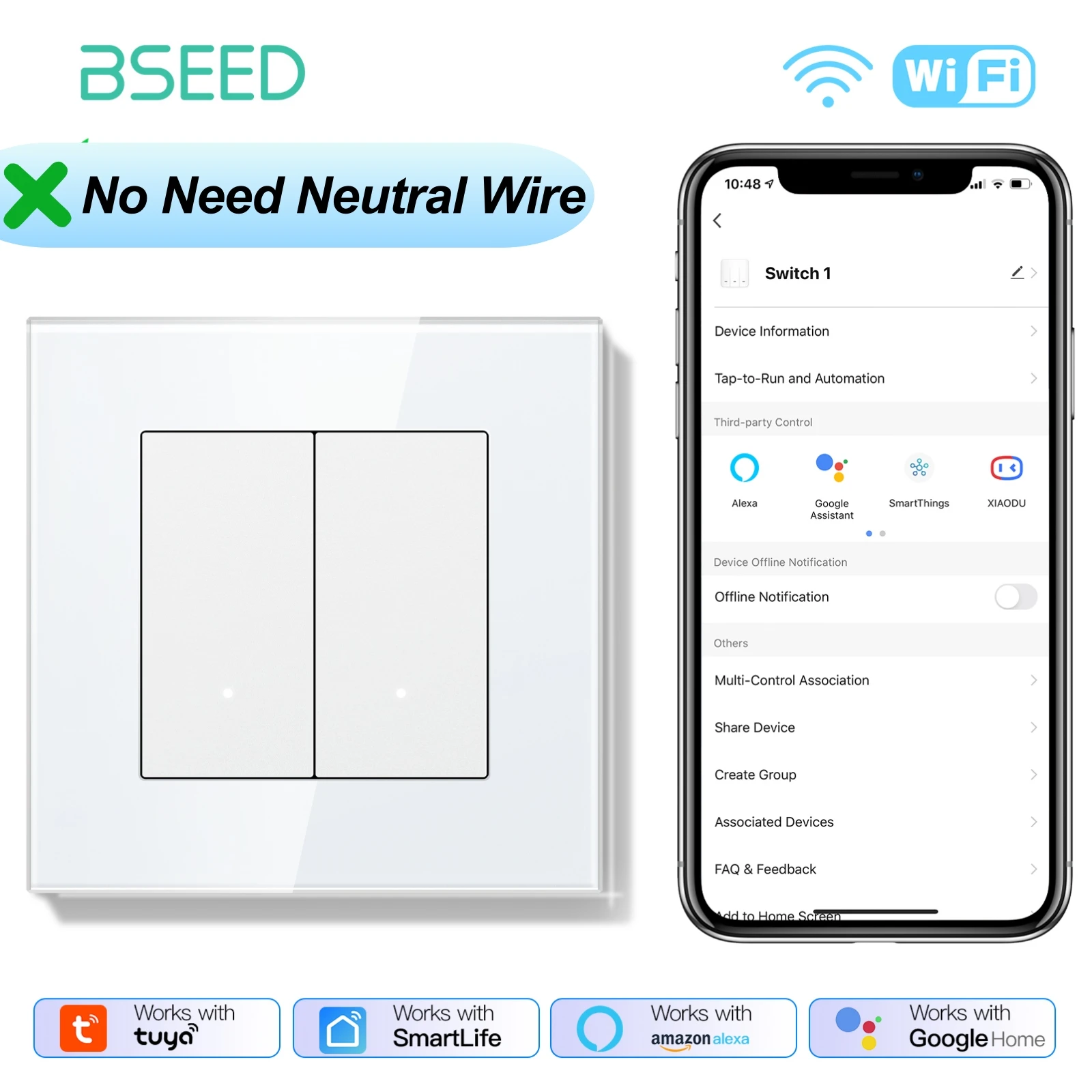 

BSEED Wi-Fi Click Switch стеклянная рамка