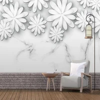 modern 3d geometric white marble floral photo wall murals living room tv sofa background decor wallpaper for bedroom 3d fresco