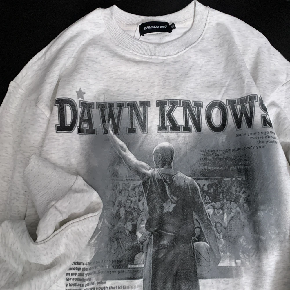 

American Retro Vintage Round Neck Long-sleeved Gothic Y2k Tops Punk Style High Street Men Sweatshirts Women 2022 Autumn Pullover
