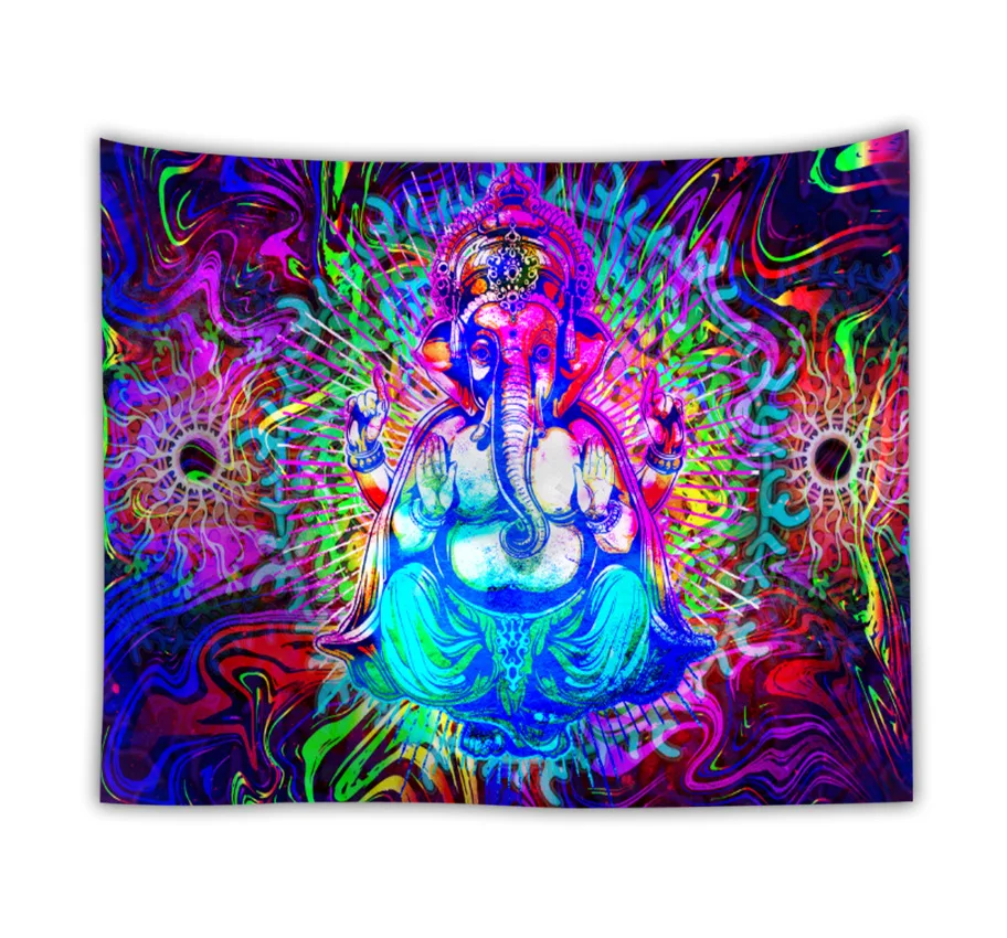 

2022 домашнее украшение, УФ-реактивный слон Ganesha, настенный гобелен, одеяло