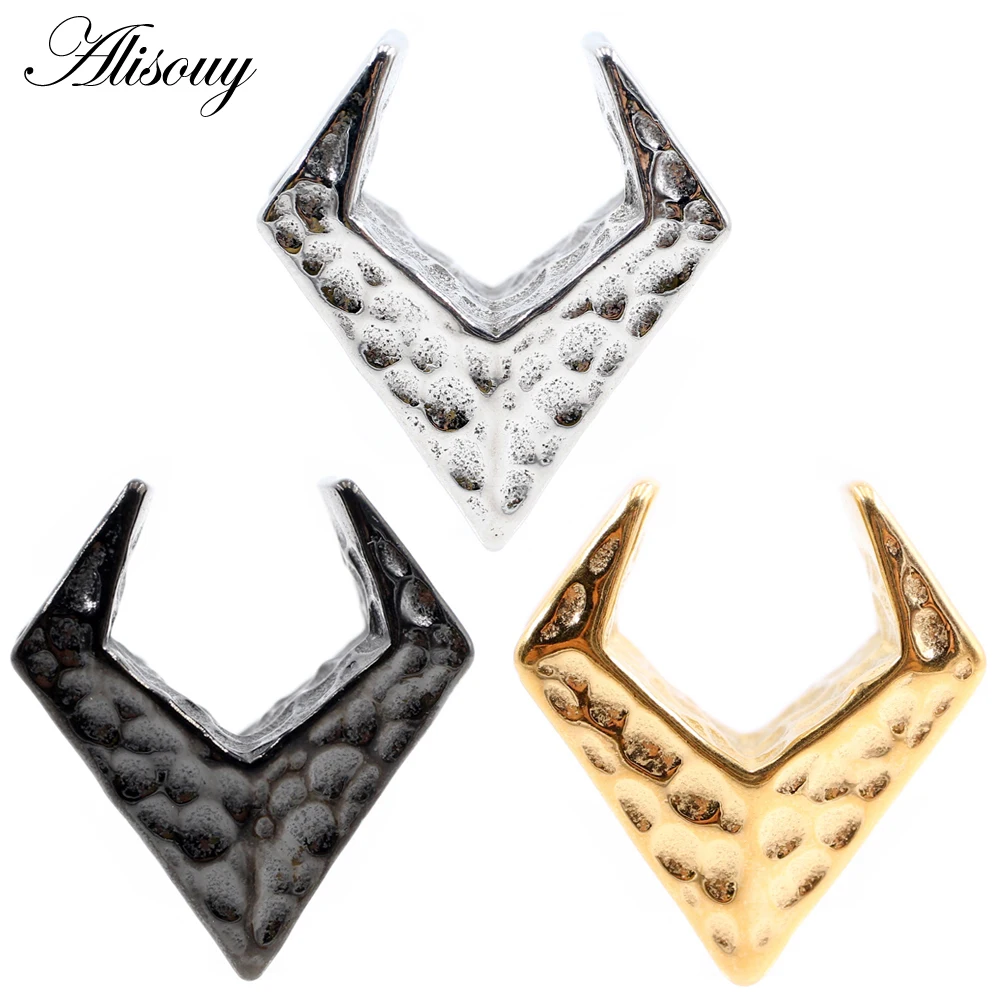 

Alisouy 1PC Stainless Steel Rhombus Tip Saddle Flesh Ear Tunnel Plugs Expander Stretcher Gauges Earrings Piercing Body Jewelry