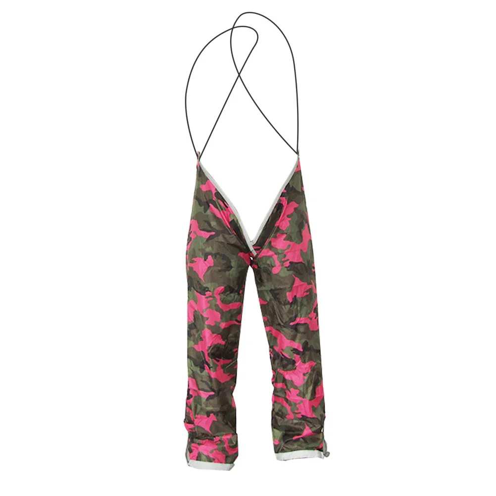 

Ultralight Portable Camo Rain Pants Rain-proof Trousers for Fishing Hiking Biking Jogging Boating Hunting (Rose Red