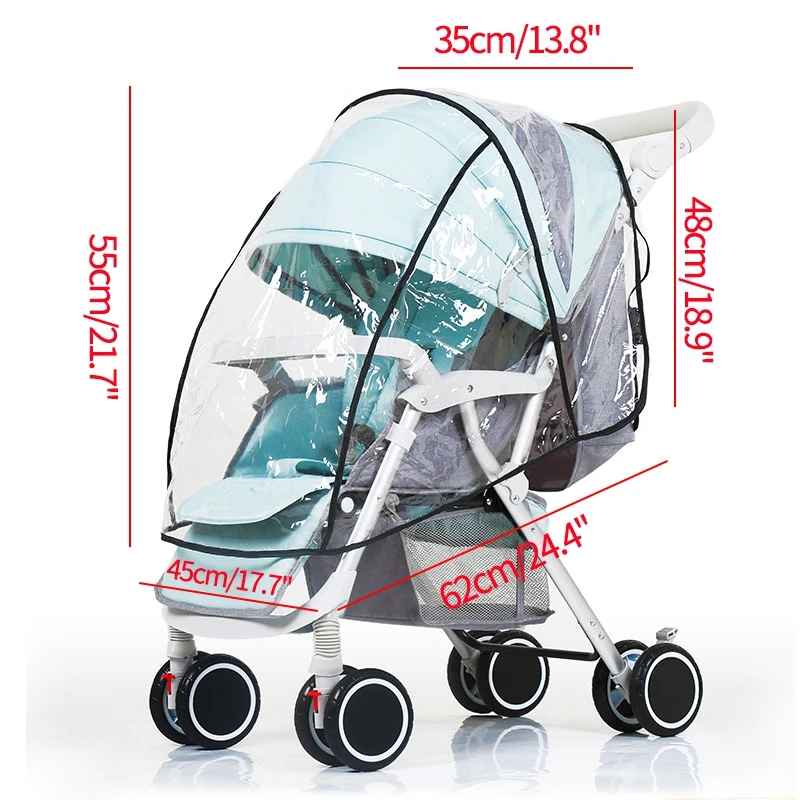 Universal Stroller Rain Cover Baby Car Weather Wind Sun Shield Transparent Breathable Trolley Umbrella Raincoat Accessories | Мать и