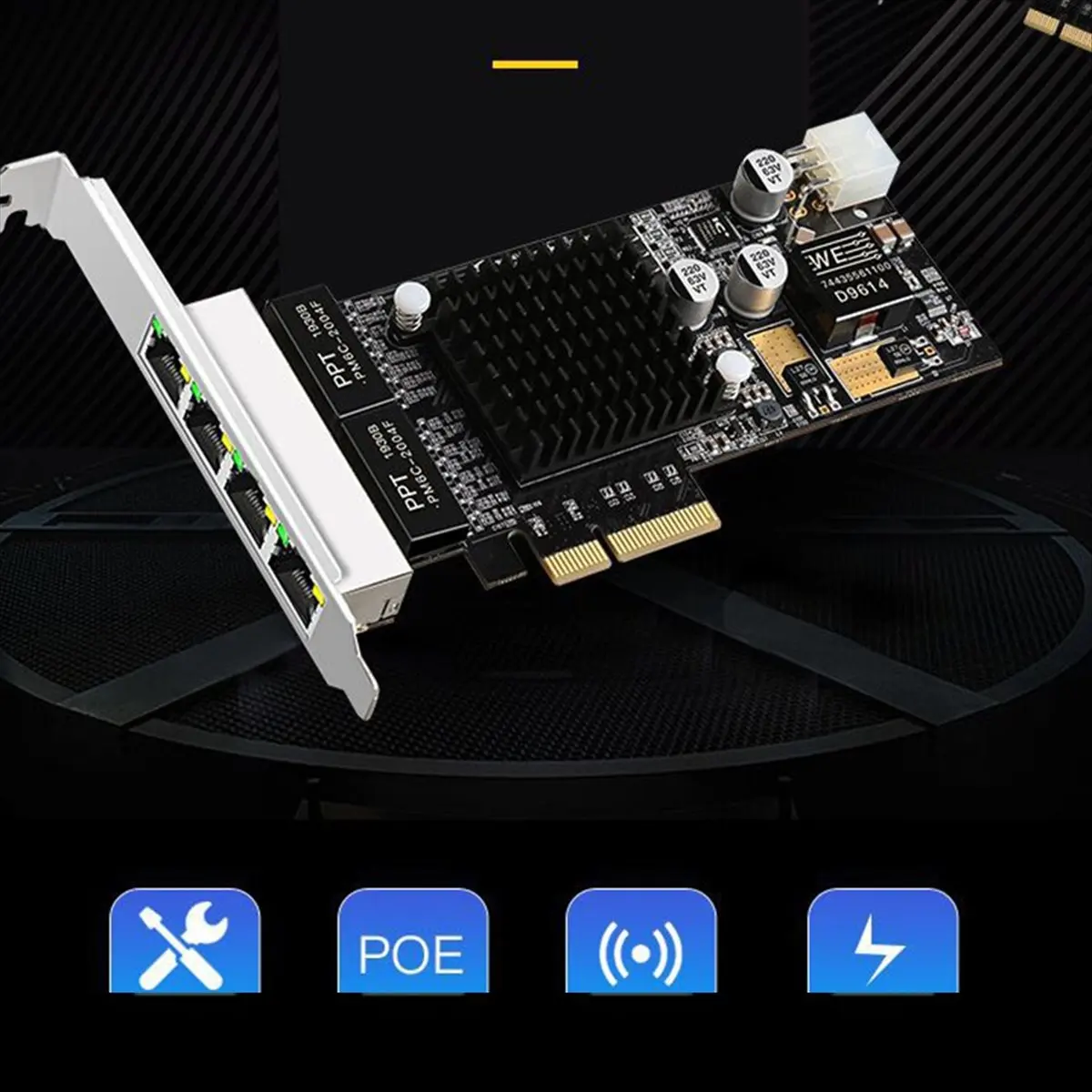 Фото [ABPO] 4-портовая сетевая карта PCIE POE 10/100/1000M Гигабитный промышленный Ethernet-конвертер PCI-E 1x адаптер Чип Intel350 №4