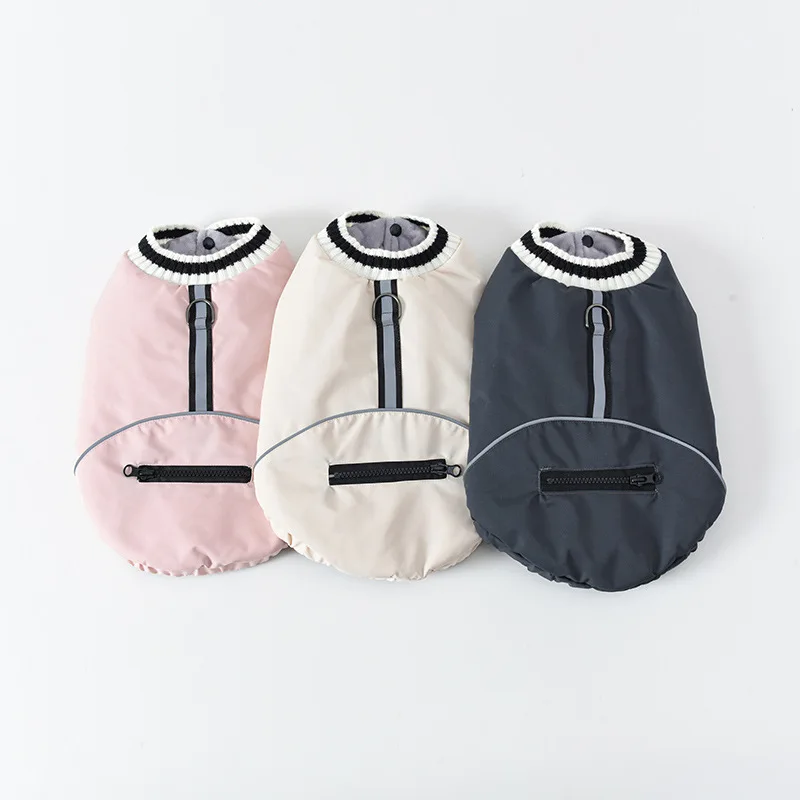 

Autumn Winter New Integrated Traction Thickened And Warm Dog Clothing Pet Down Dog Cotton Jacket