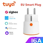 Умная розетка Tuya Zigbee, розетка европейского стандарта, 16 А, с функцией таймера и монитором питания, работает с приложением Alexa и Google Assistant