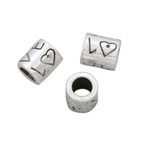love heart tube metal big hole beads 115pcs zinc alloy dangle fit european charm bracelets jewelry 7 8x7 8x9mm l1462