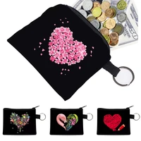 cartoon love print coin purse zipper purses girl coin wallet usb cable headset mini bag key wallets womens bag fashion handbags