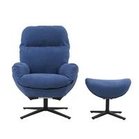Glider Chair with Ottoman, Swivel Lounge Chair Accent Lazy Recliner Armchair /Rocking Footstool Aluminum Alloy Base 300LB Blue