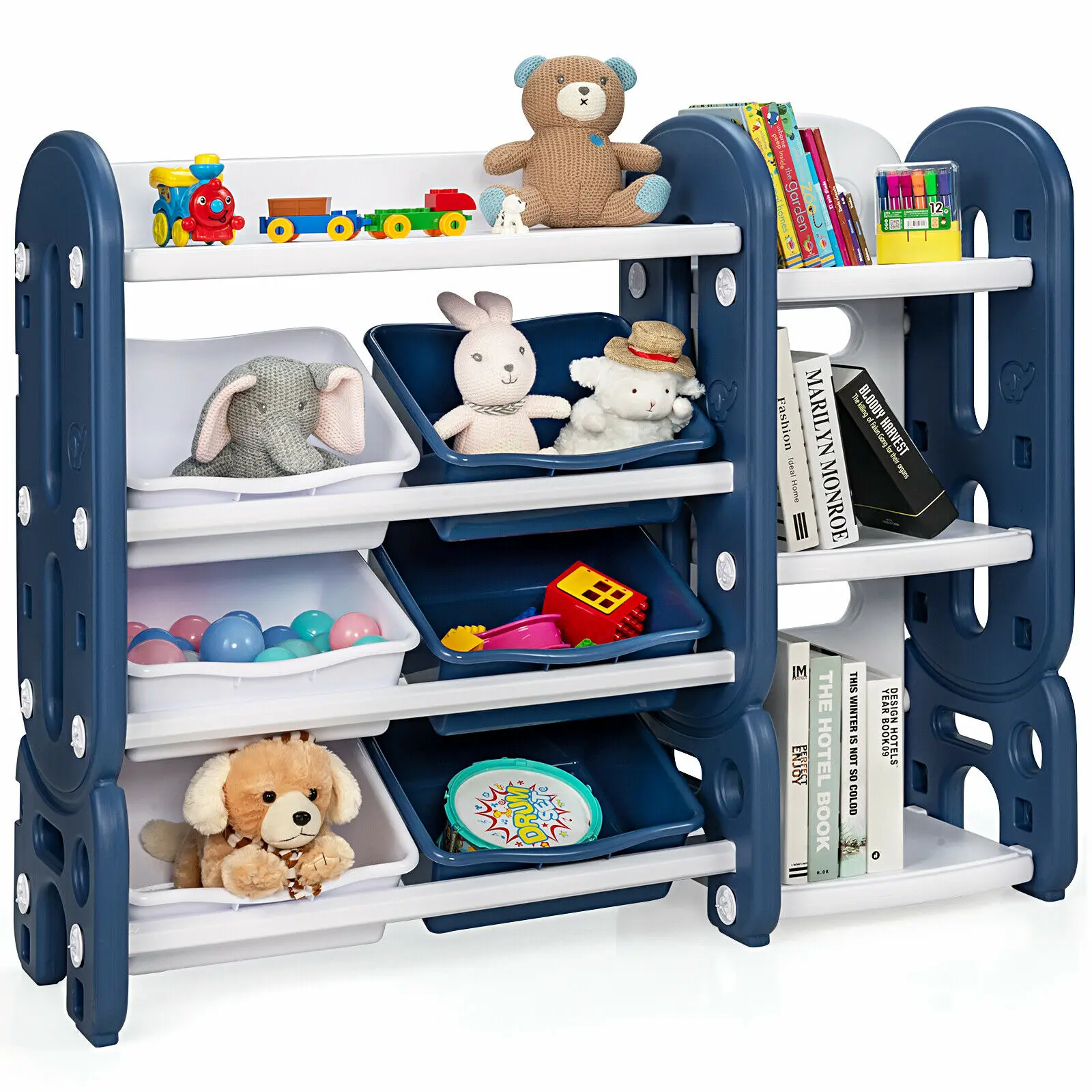 Kids Toy Storage Organizer w/ Bins & Multi-Layer Shelf for Bedroom Playroom   TY327808