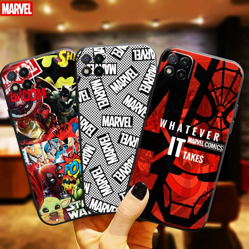 

Marvel Avengers For Xiaomi Redmi 9C Phone Case Redmi 9C Black Silicone Cover Funda Liquid Silicon Carcasa