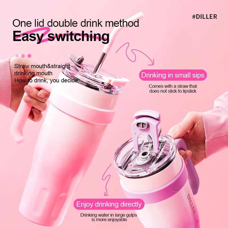 Diller 1100 мл Изолированная термобутылка для воды со льдом из нержавеющей стали 304 с