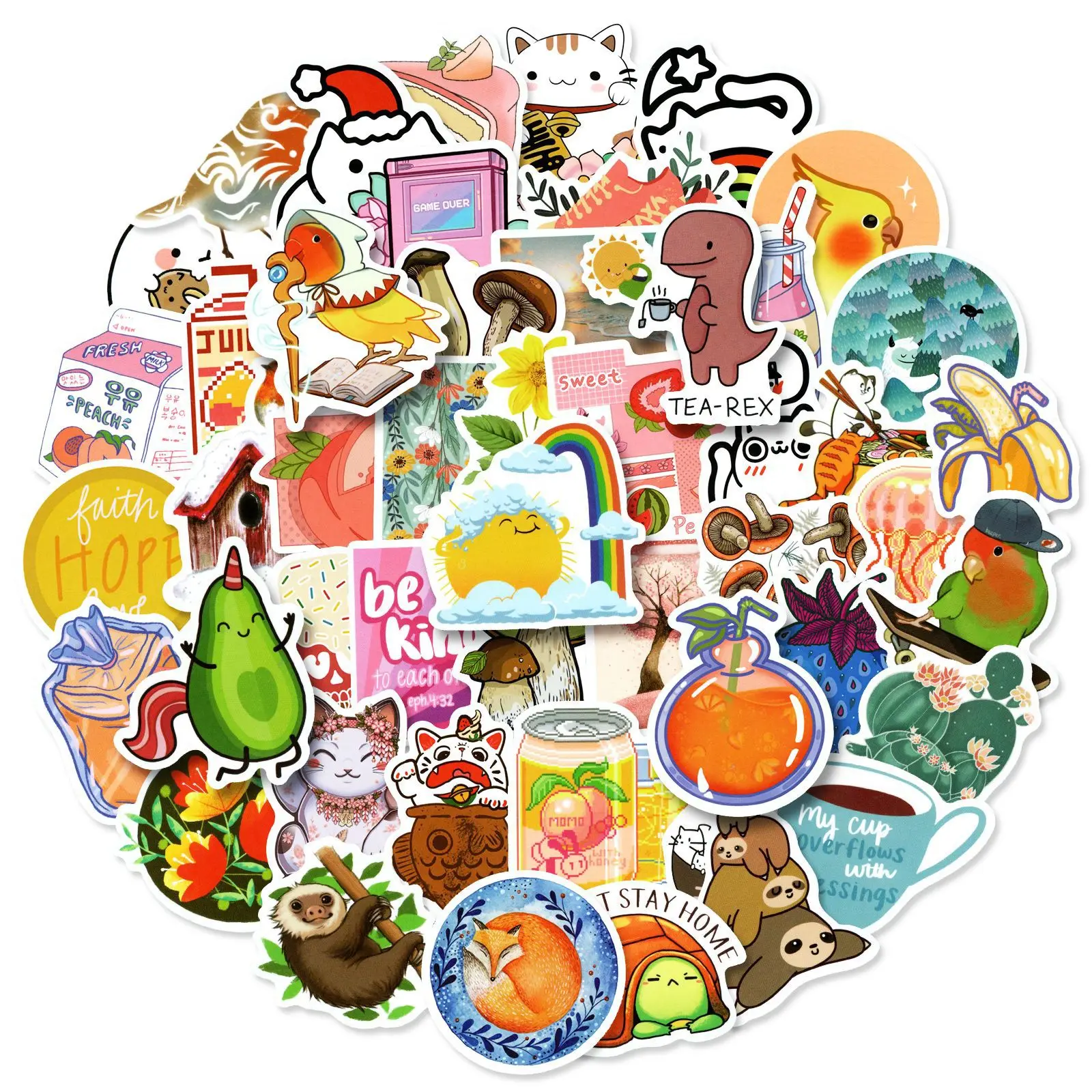 

50pcs Small Fresh Hand Account Sticker New Product Children Cute Cartoon Animal Sticker Gift