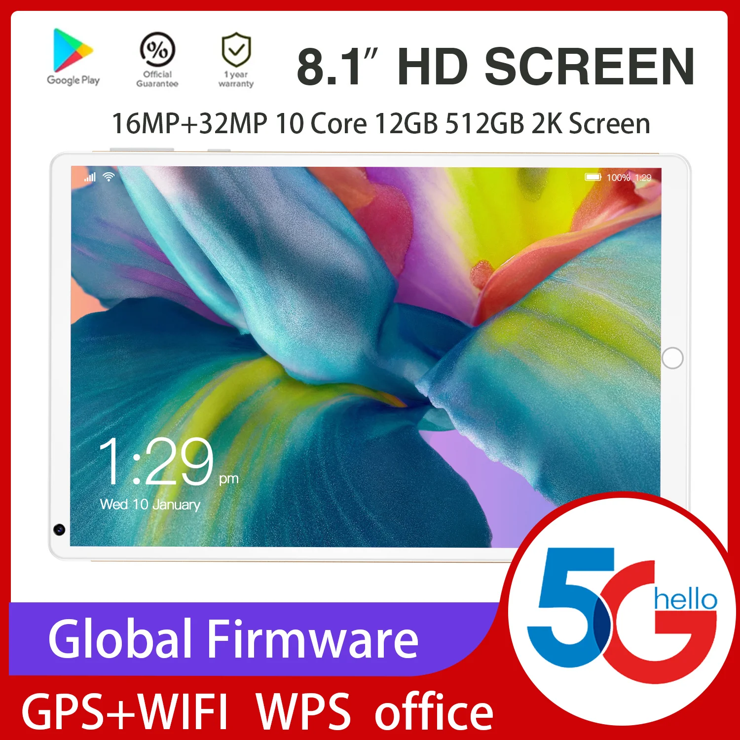 S18 Tablet Google Play PC 8.1 Inch WPS Office 8800mAh WIFI Global Firmware Camera GPS Android 11 12GB RAM 512GB ROM 32MP 10 Core