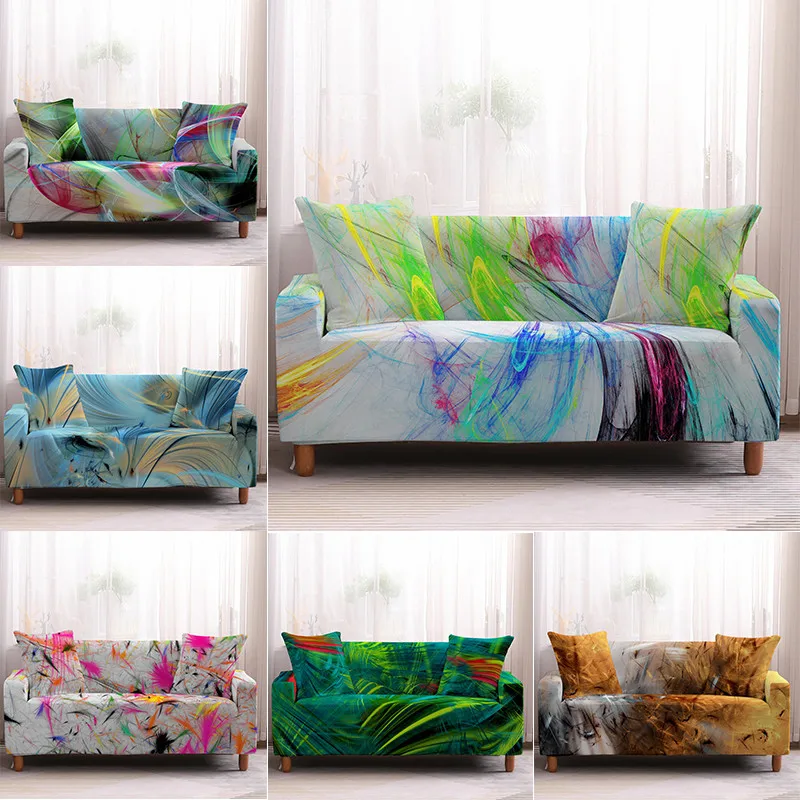 

Разноцветный чехол для дивана с принтом в полоску, эластичный полноразмерный чехол из спандекса для дивана, угловой чехол для гостиной
