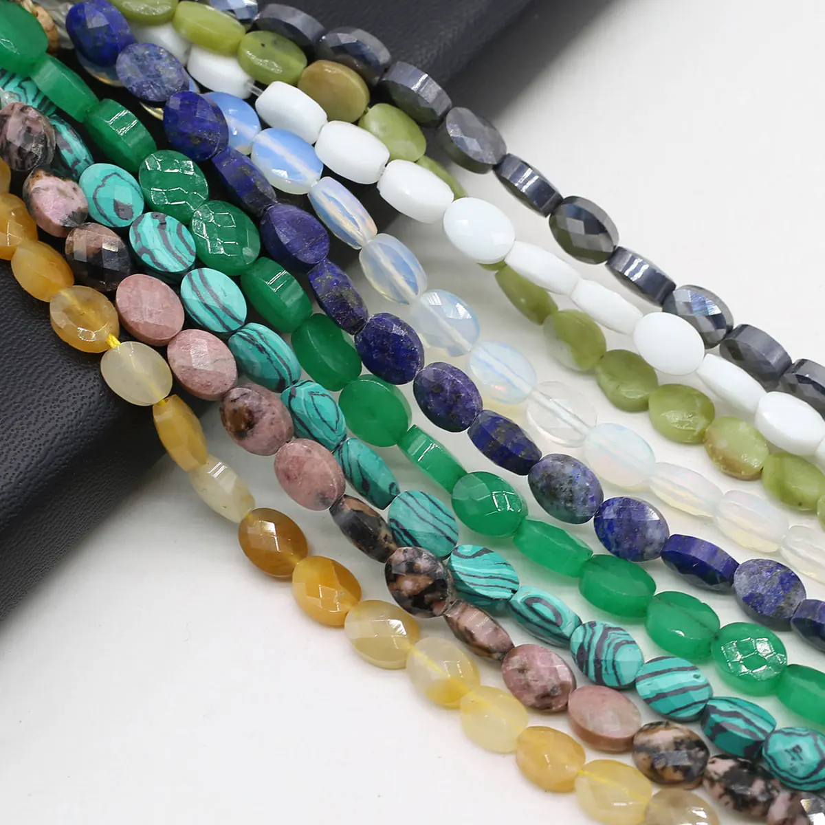

Natural Stone Beads Rose Quartz/Malachite/Agates Oval Faceted Beads For Jewelry Making DIY Necklace Bracelet Earrings Accessory
