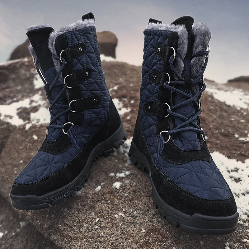 Winter For Men's Snow Boots Plush Thicken Warm Outdoor Walking Men Cotton Shoe Blue Light Male Зимние Сапоги |