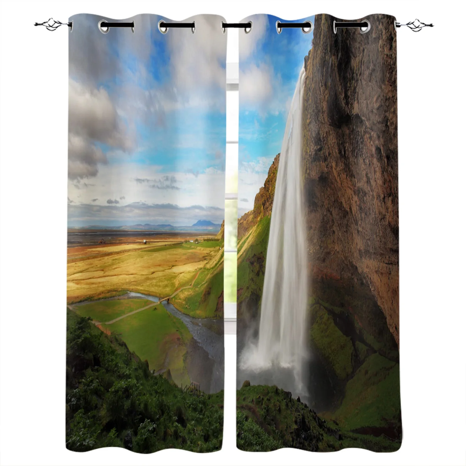 

Cheap Green Forest Waterfall Jorin Curtains For Living Room Window Curtain For Bedroom Modern Interior Home Decoration