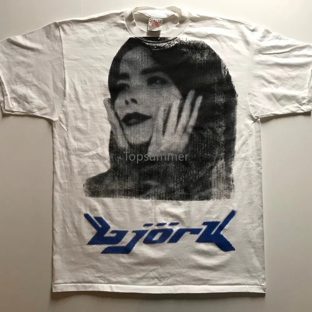 

Vintage 1990S Bjork Custom Sketch Face Shirt White Sugarcubes 90S Xl
